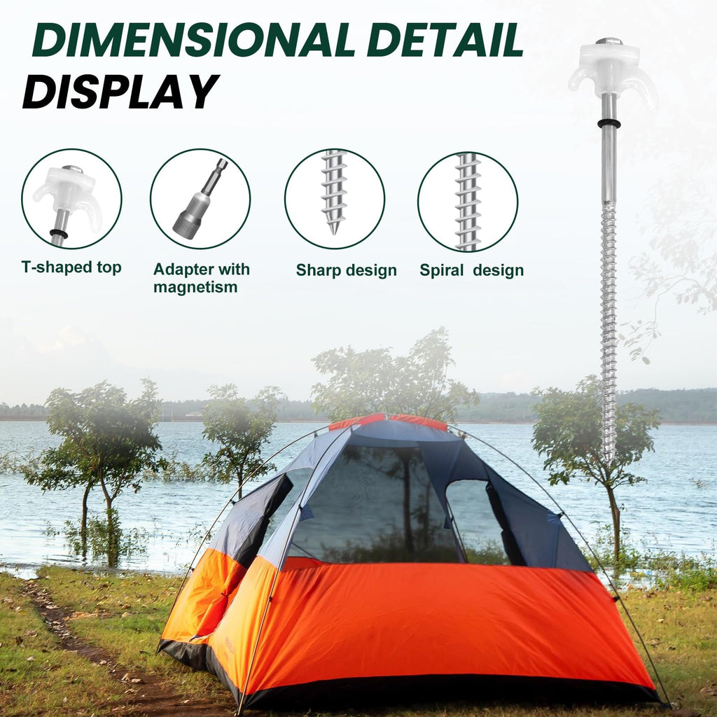 30 Pack 8 Screw In Tent Stakes Heavy Duty- Ground Anchors Screw- Tent Pegs Camping Stakes- Hex Pegs Drillable Tent Stakes And He