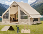 4-6 Person Inflatable Cabin Camping Tent With Canopy, Picnic Blanket - Waterproof, Easy Setup