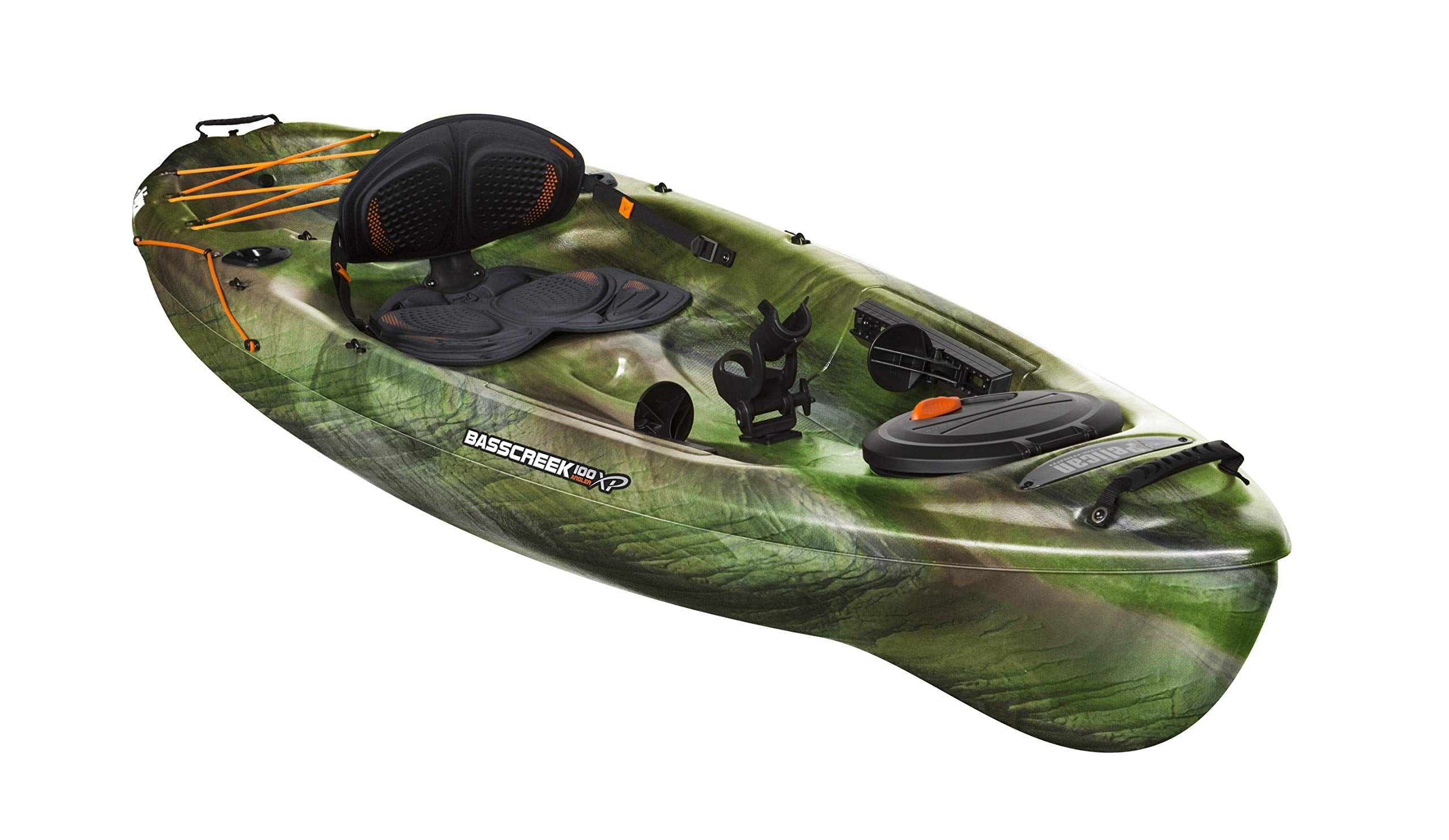 Pelican - Basscreek 100Xp Fishing Kayak - Sit-On-Top Kayak - Lightweight One Person Kayak - 10 Ft,Olive Camo
