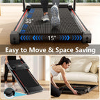 Treadmill with 8% Incline, Walking Pad Treadmill with Handle Bar, Portable Folding Treadmills for Running and Walking, 3.0HP Bru