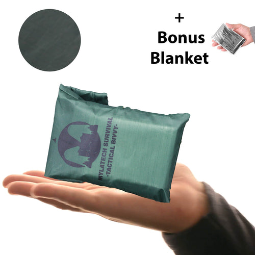 (Army Green) Emergency Sleeping Bag (+ Free Emergency Blanket) - Lightweight, Waterproof Bivy Sack Made With Our Advanced Therma