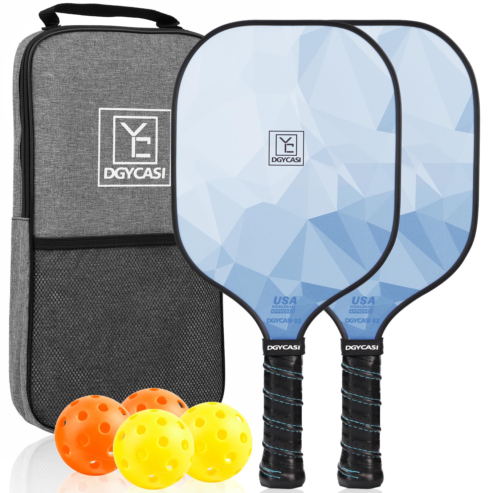 Pickleball Paddles Set Of 2, 2023 Usapa Approved, Carbon Fiber Surface (Chs), Polypropylene Honeycomb Core, Anti-Slip Sweat-Abso