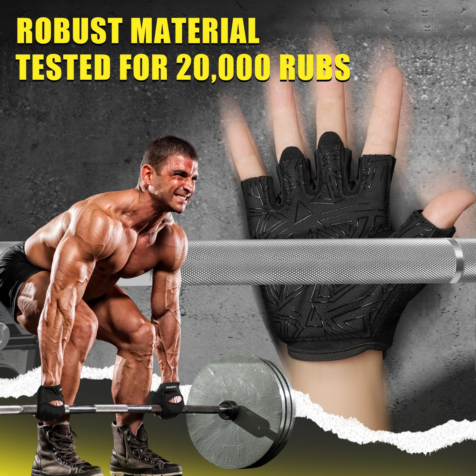 HOZMOZ Ventilated Weight Lifting Gloves, Thick Padded Workout Gym Gloves with Full Palm Protection & Grip & Shock Absorption for