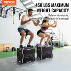 Vevor 3 In 1 Plyometric Jump Box, 16/14/12 Inch Wooden Plyo Box, Platform & Jumping Agility Box, Anti-Slip Fitness Exercise Step