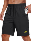 MAGCOMSEN Mens Workout Shorts Quick Dry Lightweight Summer Athletic Hiking Black Gym Shorts for Men with Zipper Pockets