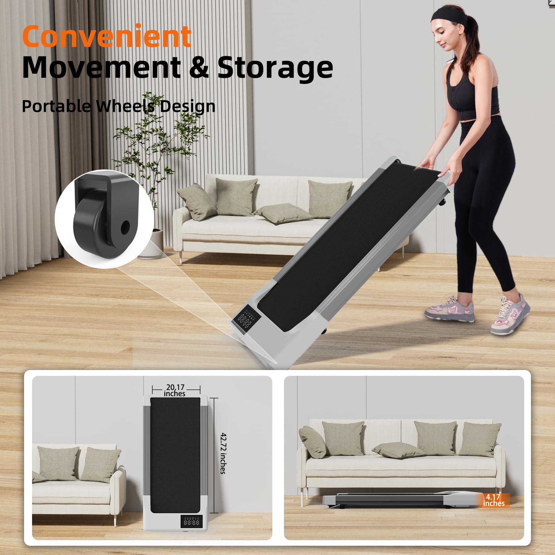 Deerrun 2025 Upgrade Walking Pad, Smart Under Desk Treadmill For Home Office, No-Assembly Treadmills With App And Remote Control