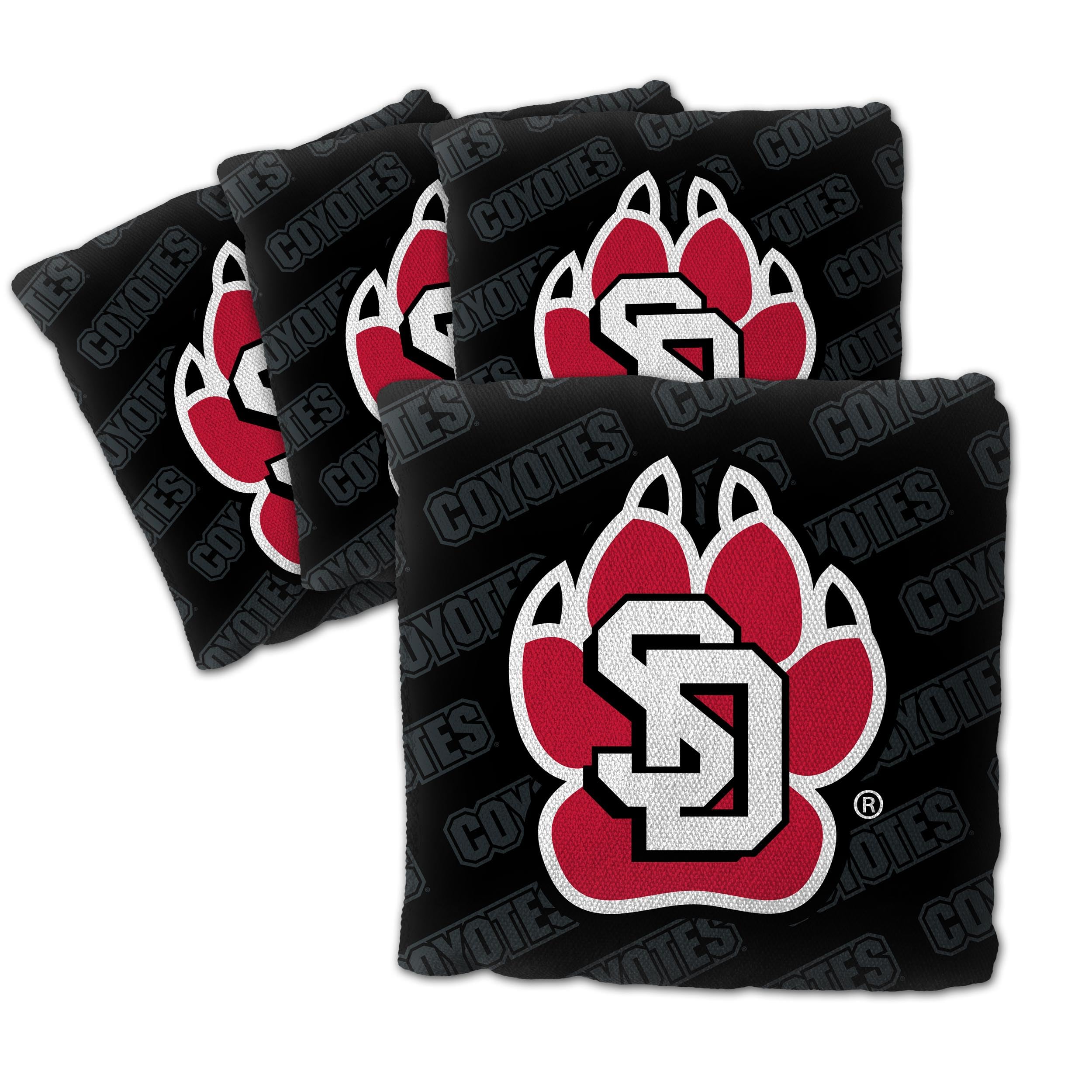 YouTheFan Officially-Licensed NCAA South Dakota Coyotes Set of 4 Cornhole Bags - All Weather Regulation 6    x 6    Size - 16oz 