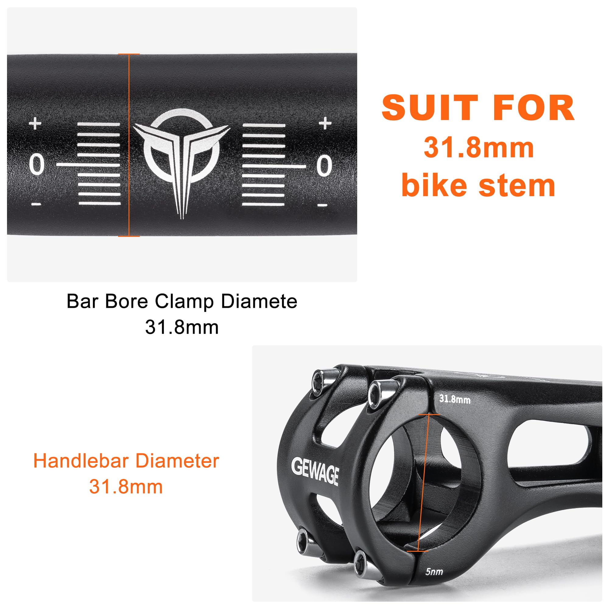 31.8 Bike Handlebar - 25Mm, 55Mm, 70Mm, 90Mm,120Mm Riser Handlebar - 780Mm Aluminium Alloy Mountain Bike Bicycle Handlebars (31.