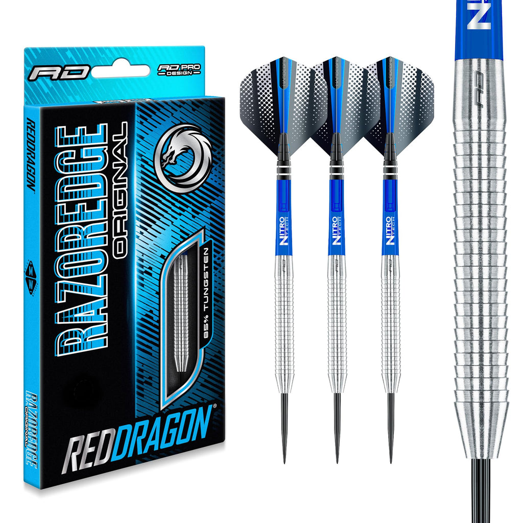 Red Dragon Razor Edge Original 33G Tungsten Darts With Flights And Stems