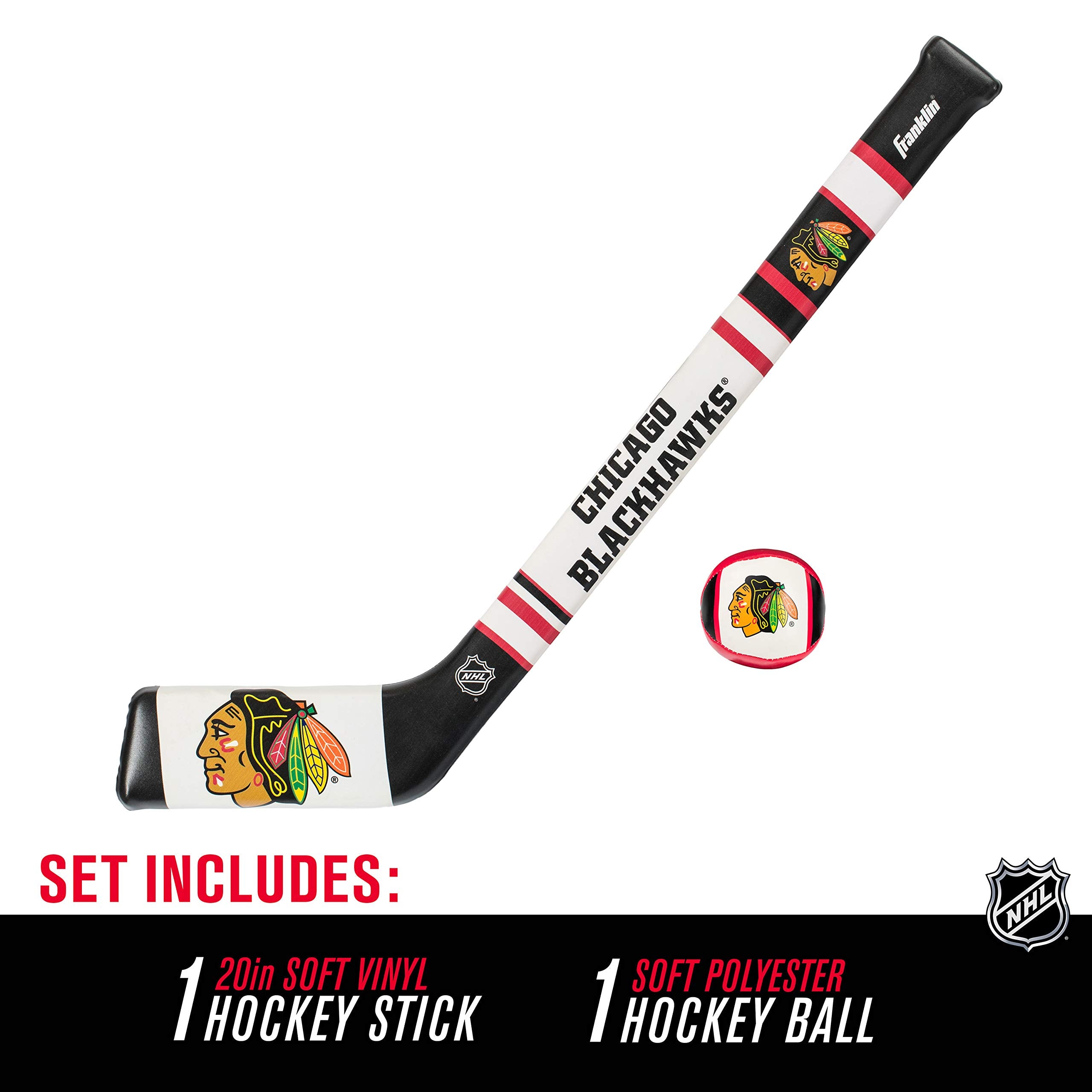 Franklin Sports Chicago Blackhawks Nhl Mini Soft Hockey Stick Set - Great Toy For Kids- Nhl Team Soft Foam Mini Knee Hockey Stic