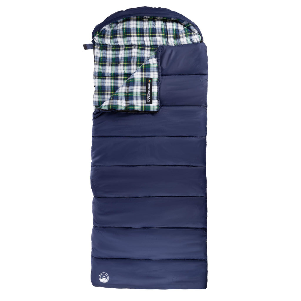 Sleeping Bag - 32F Rated Xl 3 Season Envelope Style With Hood For Outdoor Camping, Backpacking And Hiking With Carry Bag By Wake