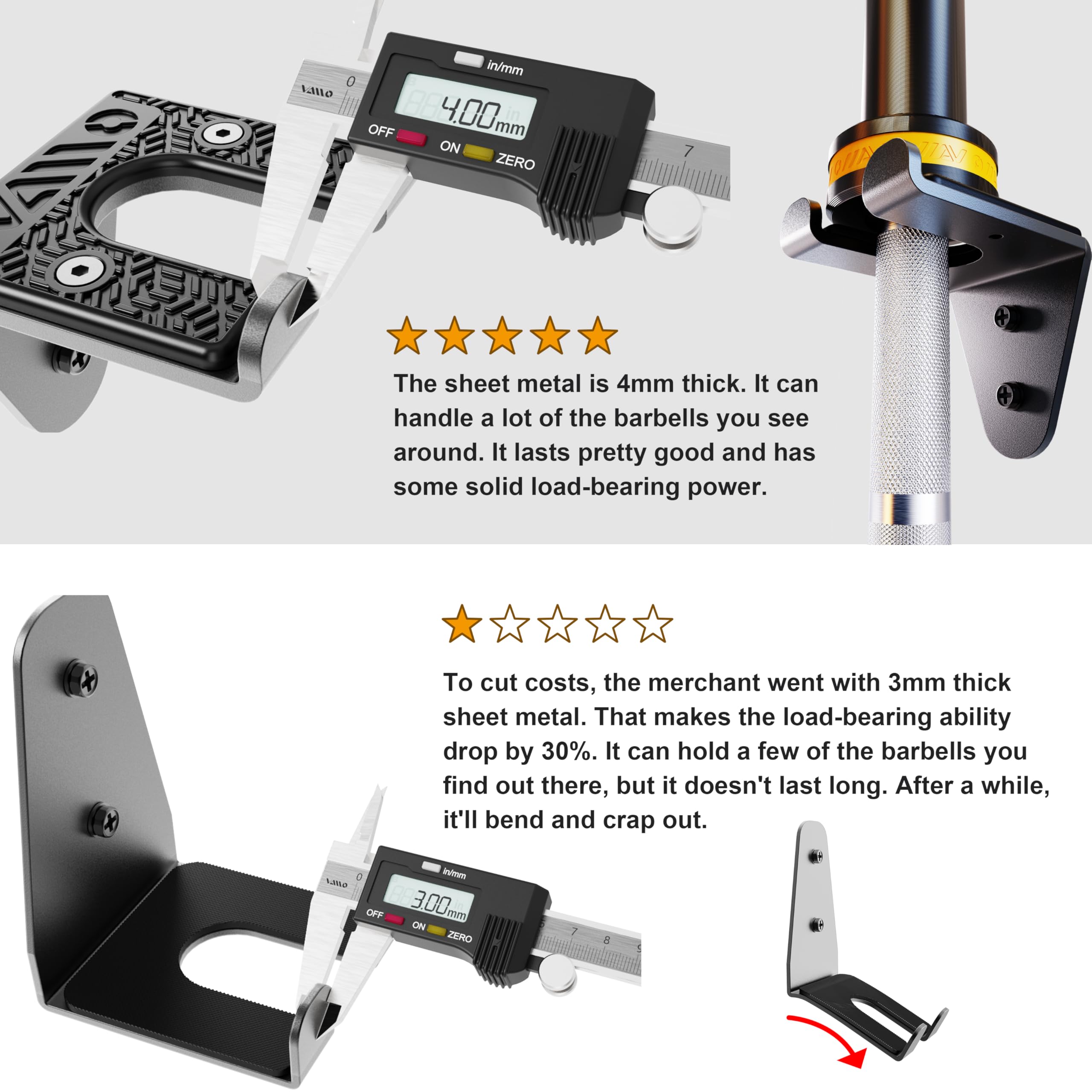 Vaiio Single Olympic Barbell Hangergarage Gym Bar Wall Rackvertical Barbell Mount Rackblack Powder Coatedspace Saving Commercial