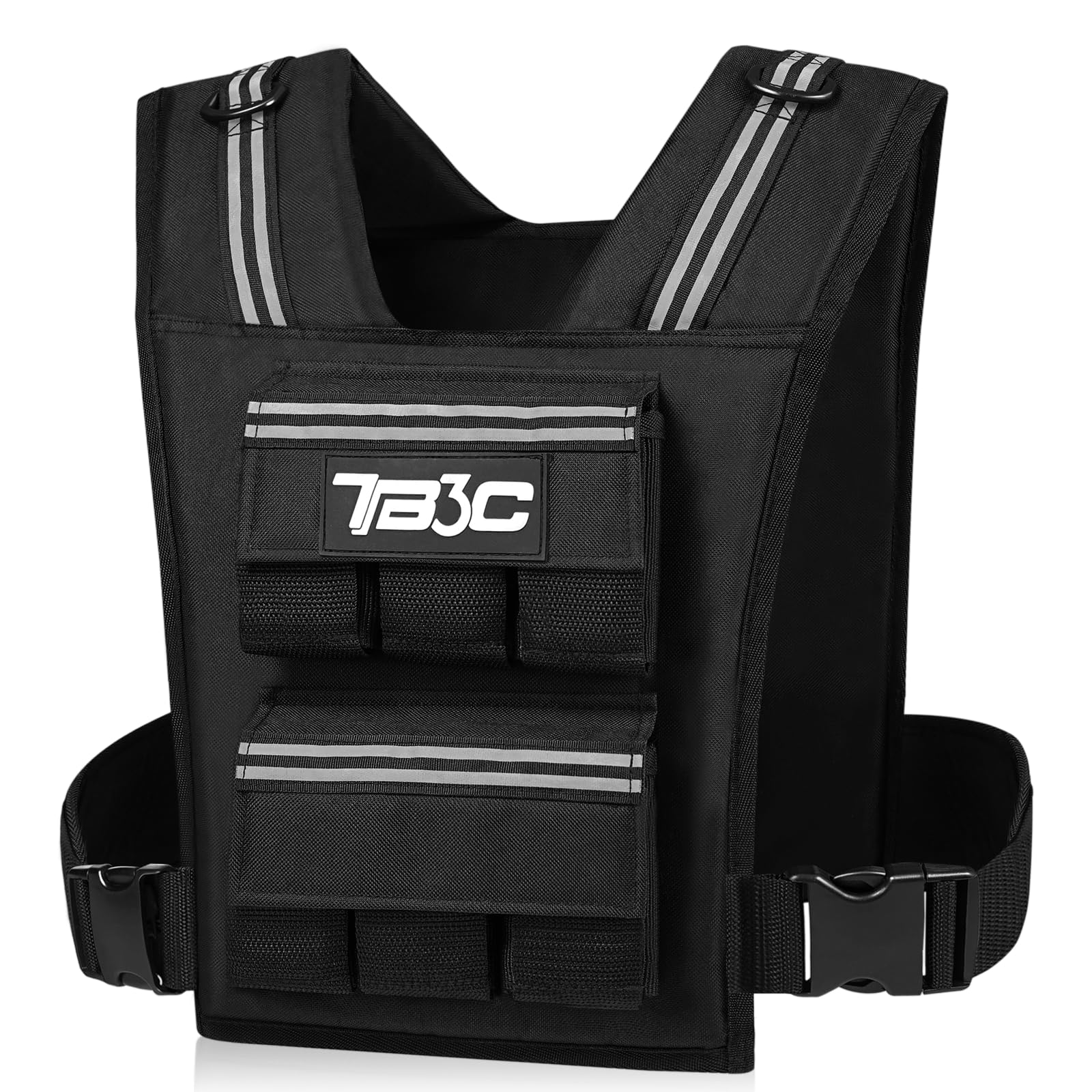 TB3C Adjustable Weighted Vest Men & Women, 30lbs with Reflective Stripe, Workout Vest for Home Gym, Cardio, Strength Training & 