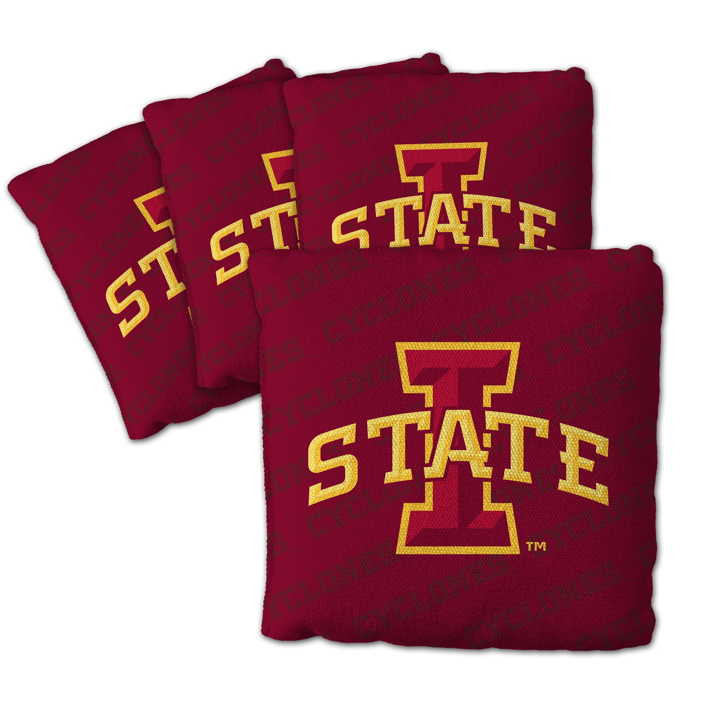 YouTheFan Officially-Licensed NCAA Iowa State Cyclones Set of 4 Cornhole Bags - All Weather Regulation 6    x 6    Size - 16oz W
