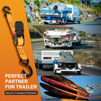 Welluck Boat Trailer Transom Tie Down Straps 2400 Lbs, 1 Inch X 4 Ft Heavy Duty Retractable Ratchet Straps Tie Downs To Trailer