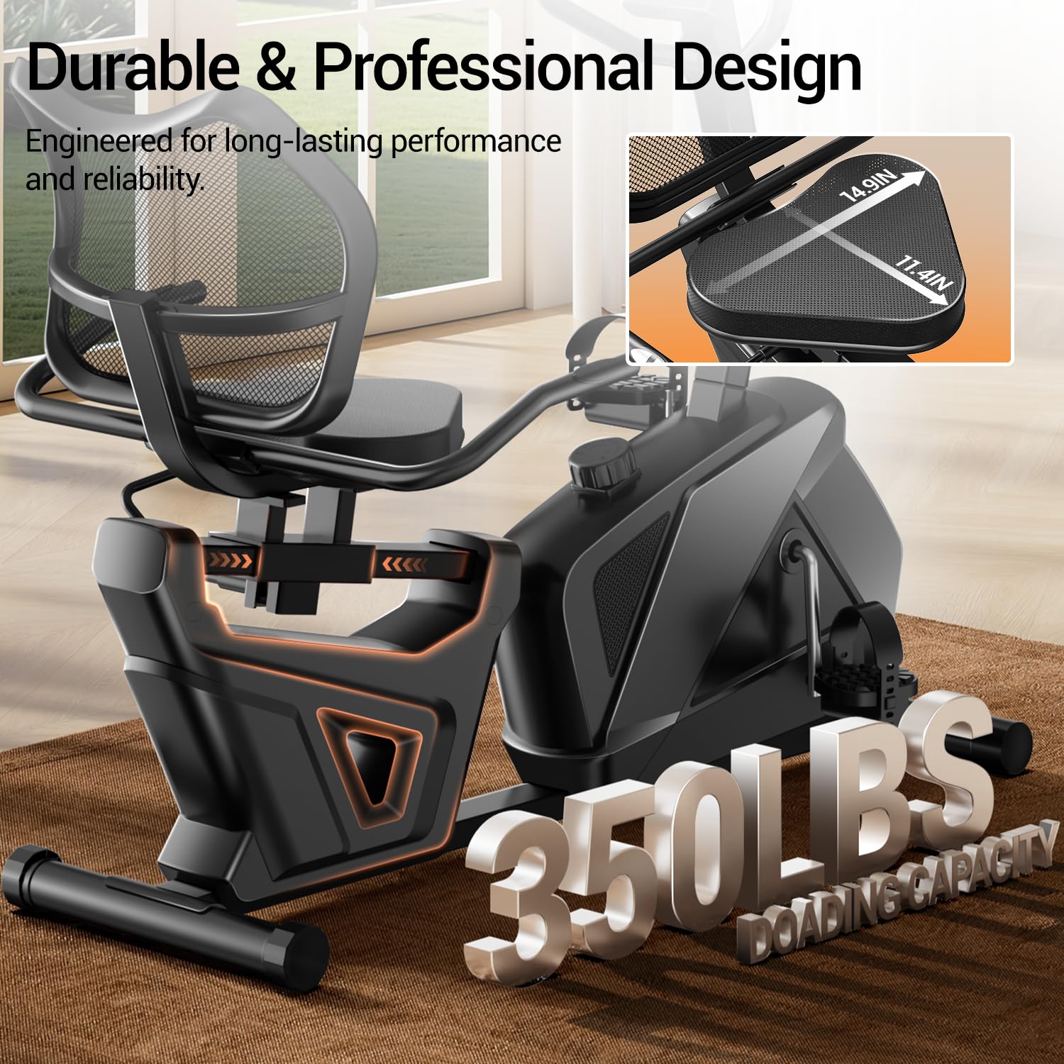 CURSOR FITNESS Recumbent Exercise Bike, Quiet Recumbent Stationary Bike for Adults & Seniors, Magnetic Stationary Bike with 16-L