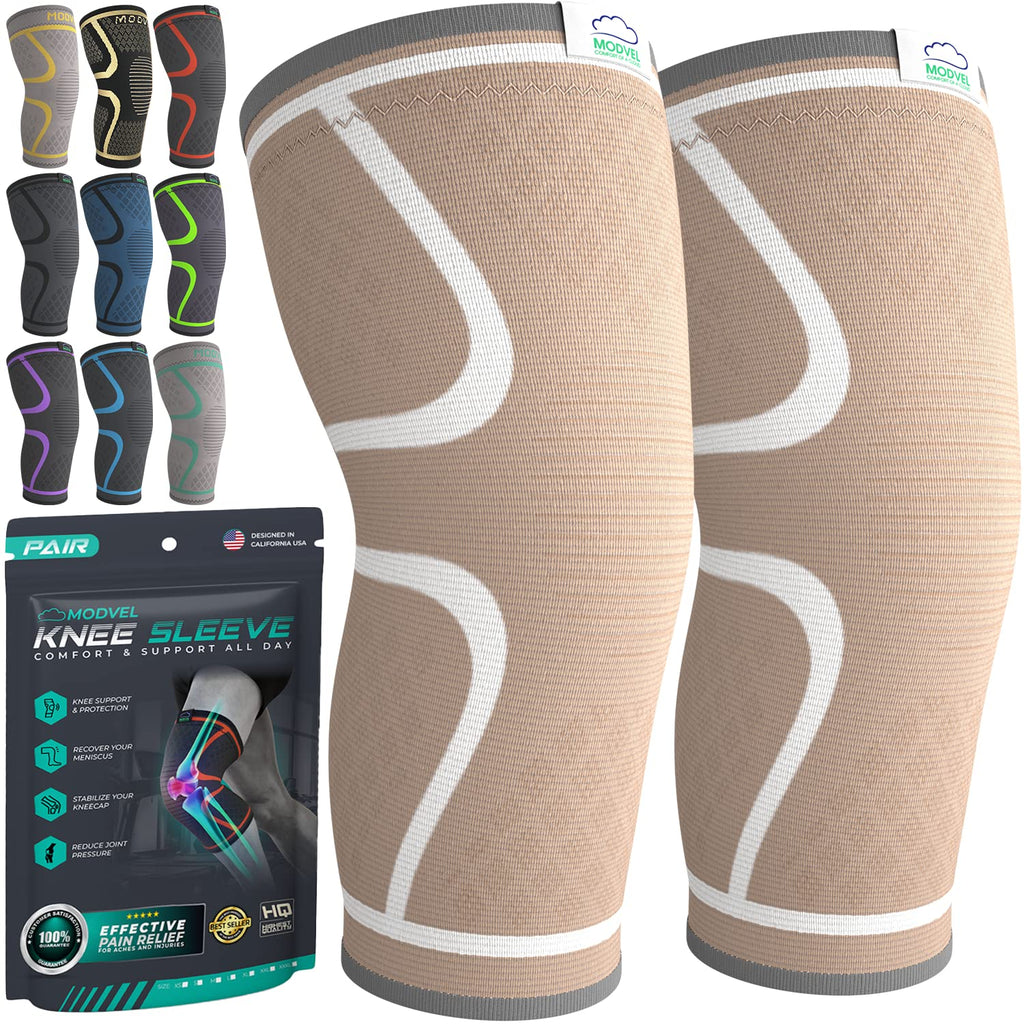 Modvel Knee Braces For Knee Pain Women & Men - 2 Pack Knee Brace For Knee Pain Set, Knee Brace Compression Sleeve, Knee Braces F