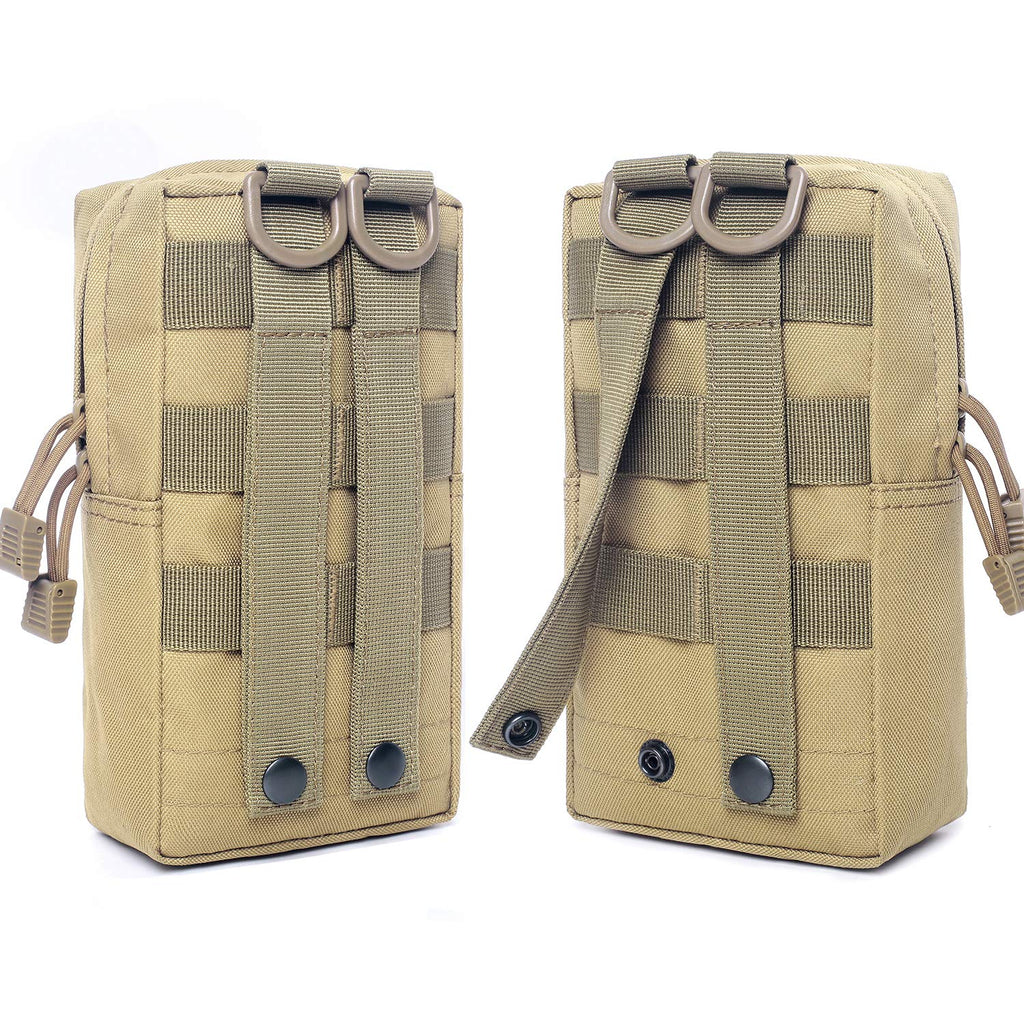 Tacticool 2 Pack Molle Pouches - Tactical Compact Water-Resistant Edc Pouch (2 Pack-Tan)