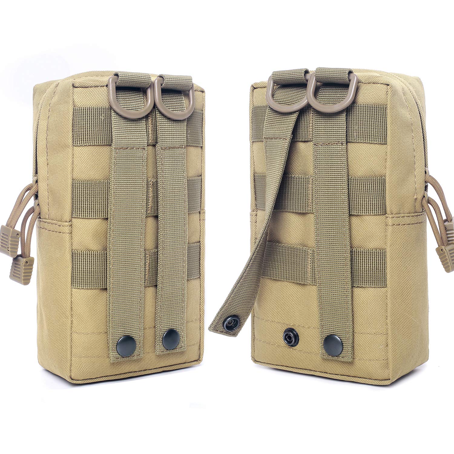 Tacticool 2 Pack Molle Pouches - Tactical Compact Water-Resistant Edc Pouch (2 Pack-Tan)