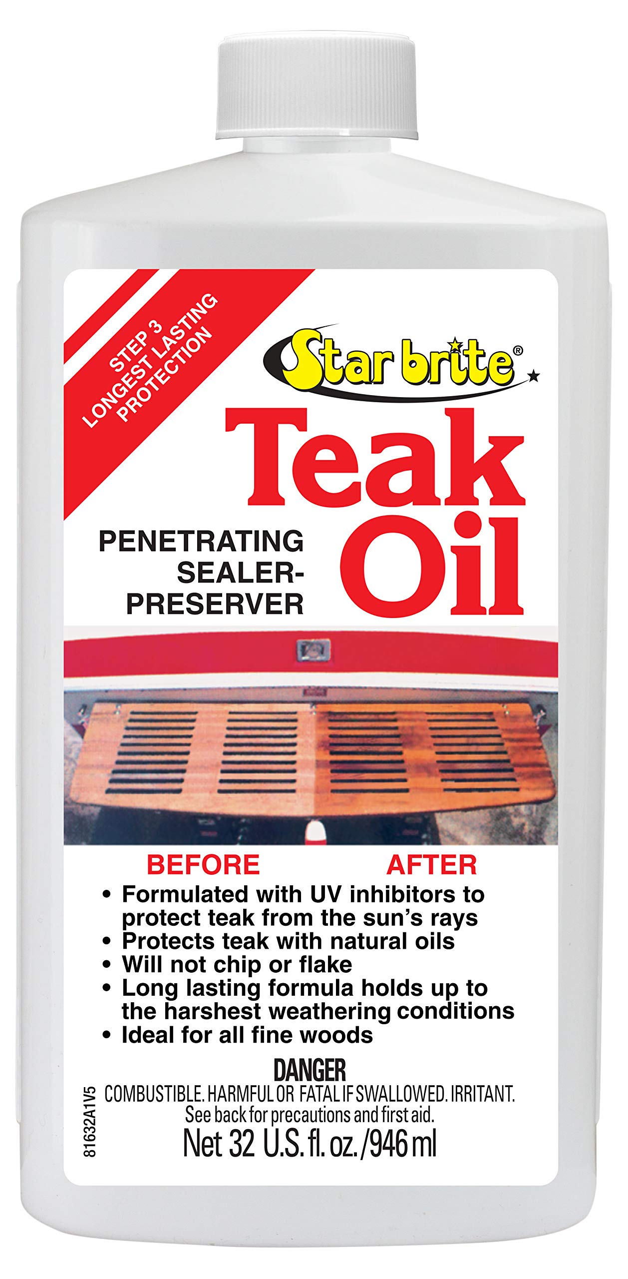 Star Brite Teak Oil - Long Lasting, Penetrating, Sealer & Preserver With Uv Inhibitors - Marine Grade For The Harshest Weather C