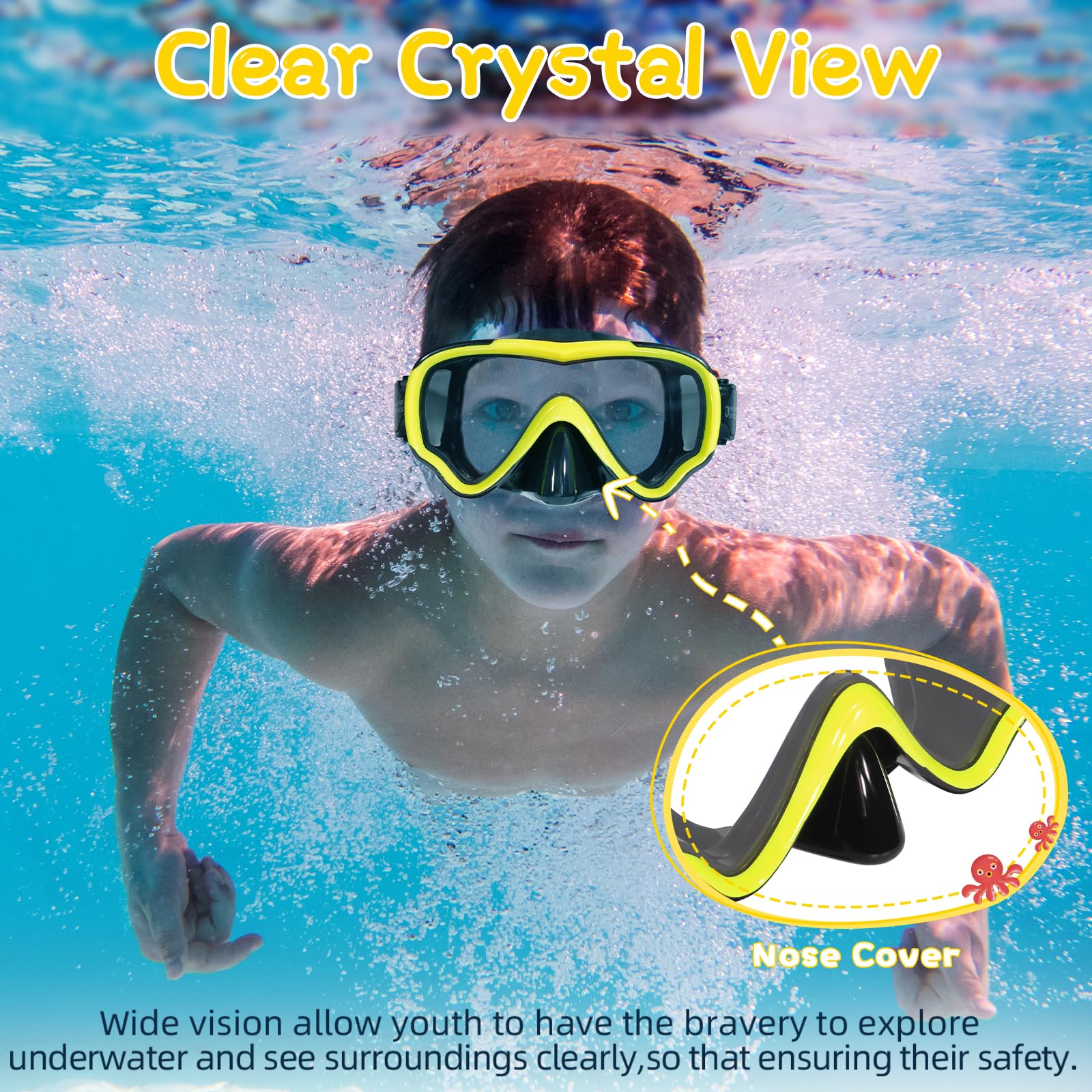 Water Space 2 Packs Kids Swimming Goggles Swim Googles For Kids Toddler Girls Boys Youth 6-14 3-6 4-7, Swimming Goggles With Nos