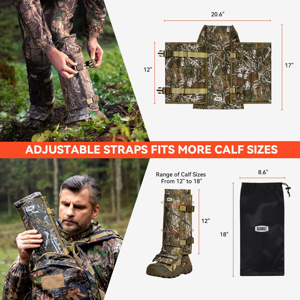 Gearoz Snake Gaiters Snake Chaps, Waterproof Lower Legs Snake Guards, Snake Bite Protective Gaiters, Anti-Snake Gaiters For Men/