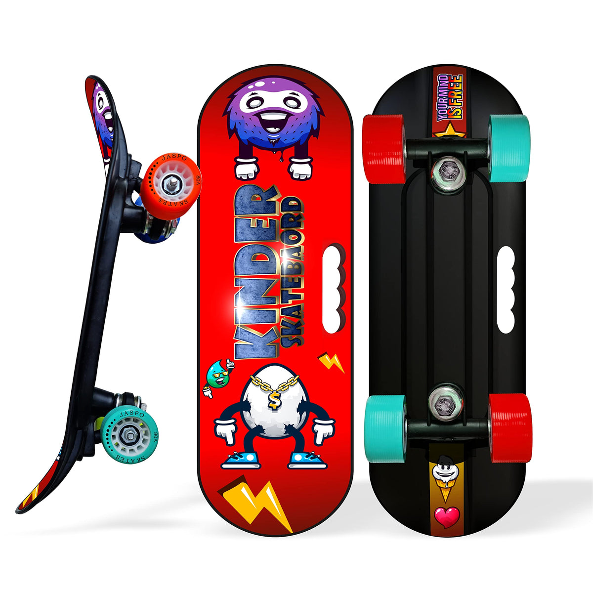 jaspo Street Runner Junior 18 Inches Fiber Skateboard For Kids Upto 7 Years Age Group Recommended For Boys And Girls (Suitable F