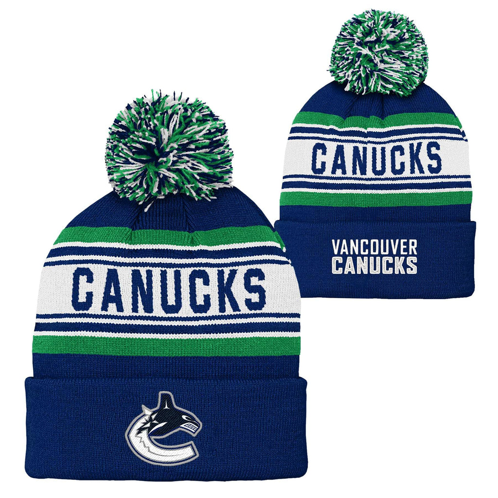 Nhl Kids Youth Official Primary Logo Sport Knit Cold Weather Cuffed Pom Beanie Hat (Us, Alpha, One Size, Vancouver Canucks)
