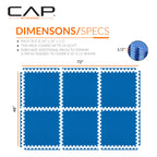 Cap Barbell 1/2-Inch Interlocking Eva Foam Exercise Puzzle Mats - 1 Pack | 24'' X 24'' X 1/2'' | T Pattern - Blue