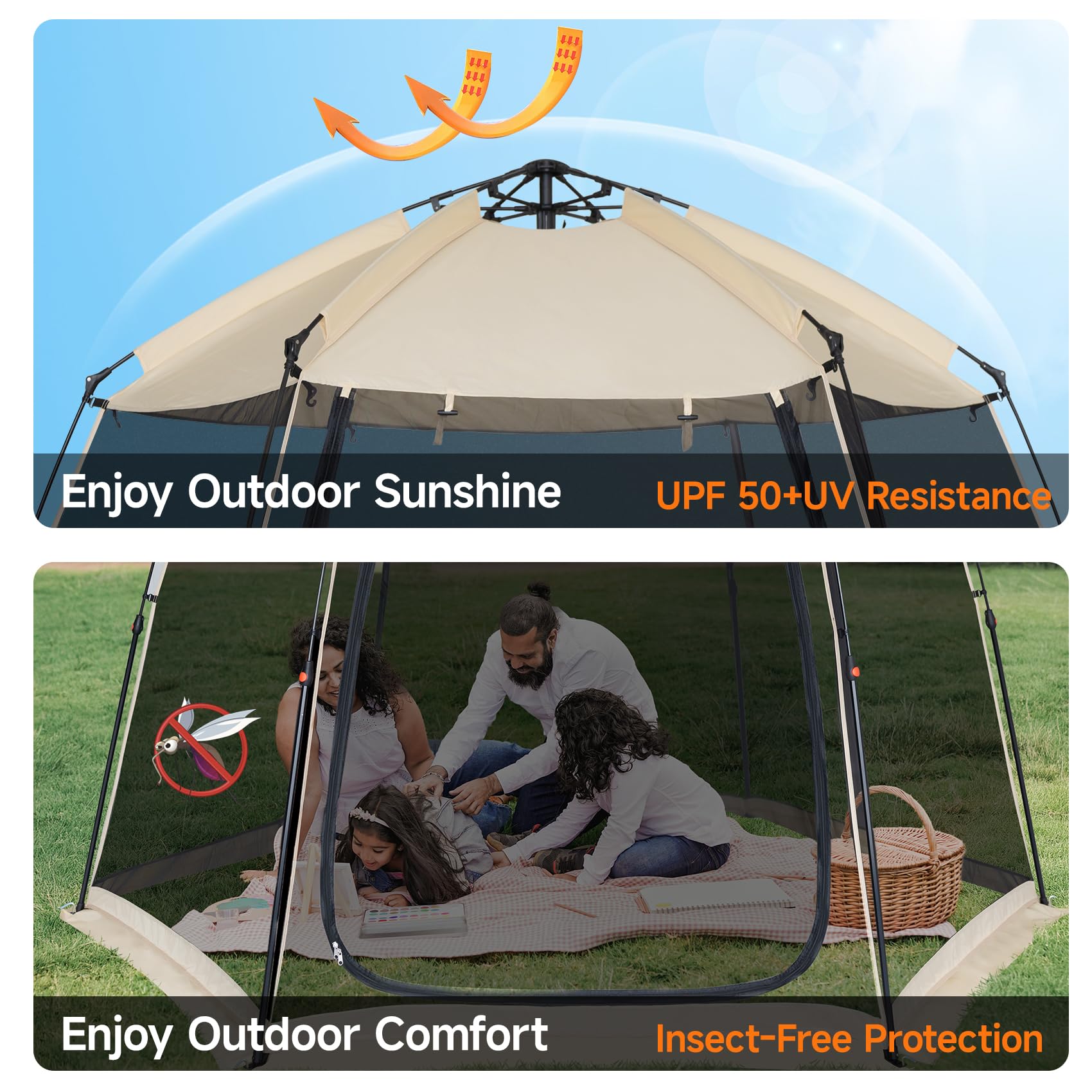 Alvantor Screen House Gazebo, 4-6 Person Pop Up Screen Tent, Instant Screen Room With Carry Bag, Outdoor Mosquito Tent Camping,