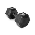 Cap Barbell Cast Iron Hex Dumbbell, Black, Single, 50 Lb