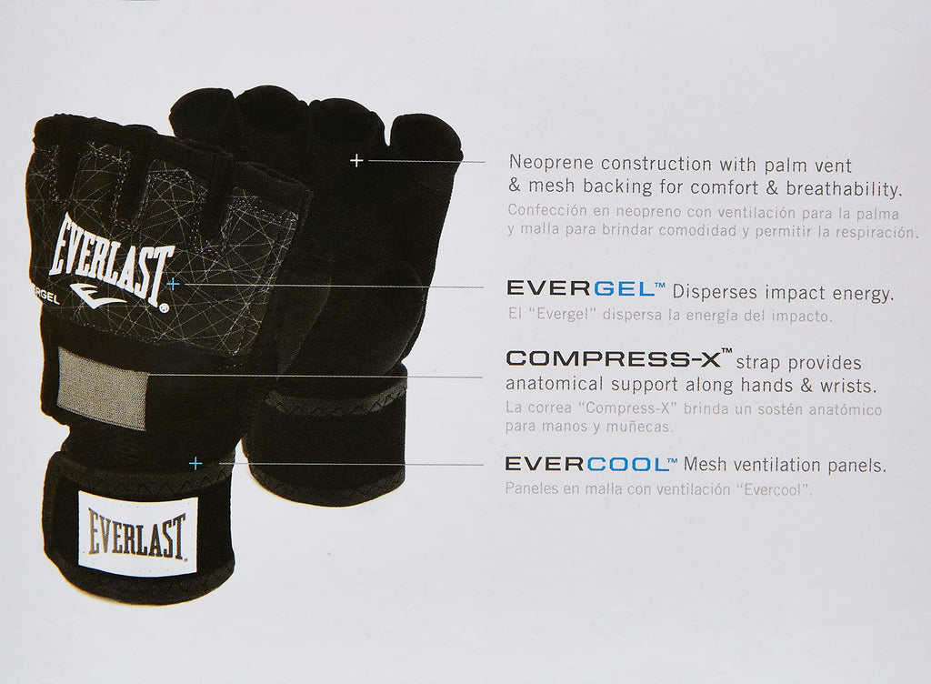 Everlast P00001249 Printed Evergel Hand Wraps Black L