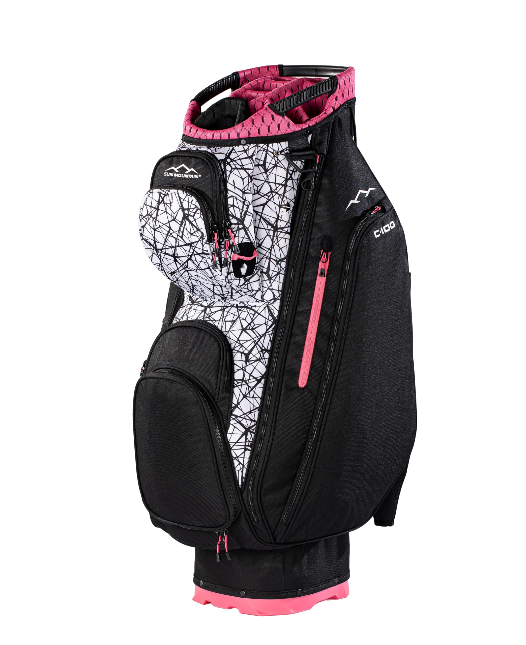 Sun Mountain Womens C100 Lightweight Cart Golf Bag, 14-Way Top, 2026 Model, Black Abstract Pink
