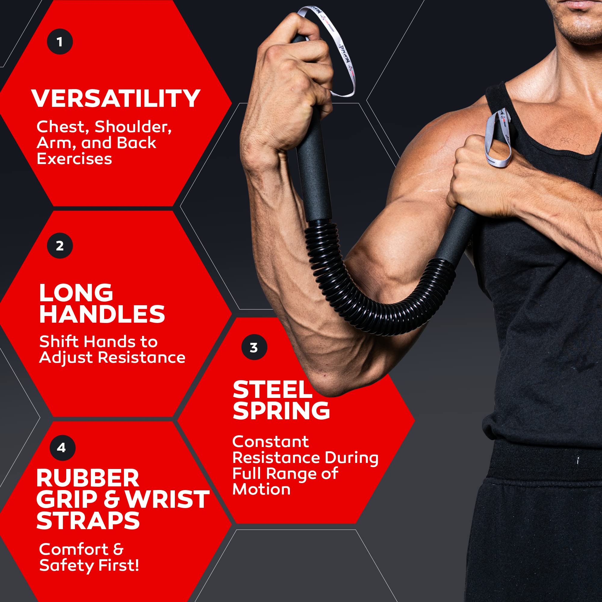 Core Prodigy Python Power Twister Bar - Upper Body Exercise For Chest, Shoulder, Forearm, Bicep And Arm Strengthening Workout Eq