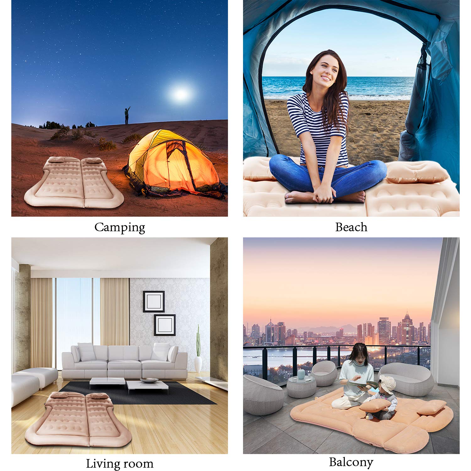 Saygogo Suv Air Mattress Camping Bed Cushion Pillow - Inflatable Thickened Car Air Bed Mattress With Air Pump Portable Sleeping