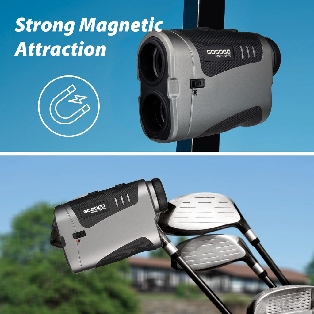 Gogogo Sport Vpro Vrp Golf Rangefinder With Slope Switch, 1500/2500 Yd, 7X Magnification, Magnet Stripe, 0.3Yd Accuracy, Recharg