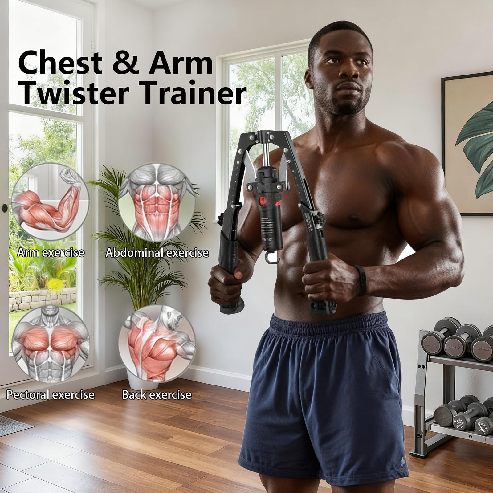 Mymus Twister Pro, Hydraulic Power Chest Press Machine, All-in-One Adjustable Hydraulic Arm Exerciser Twister Bar, 22-440lbs, 2-