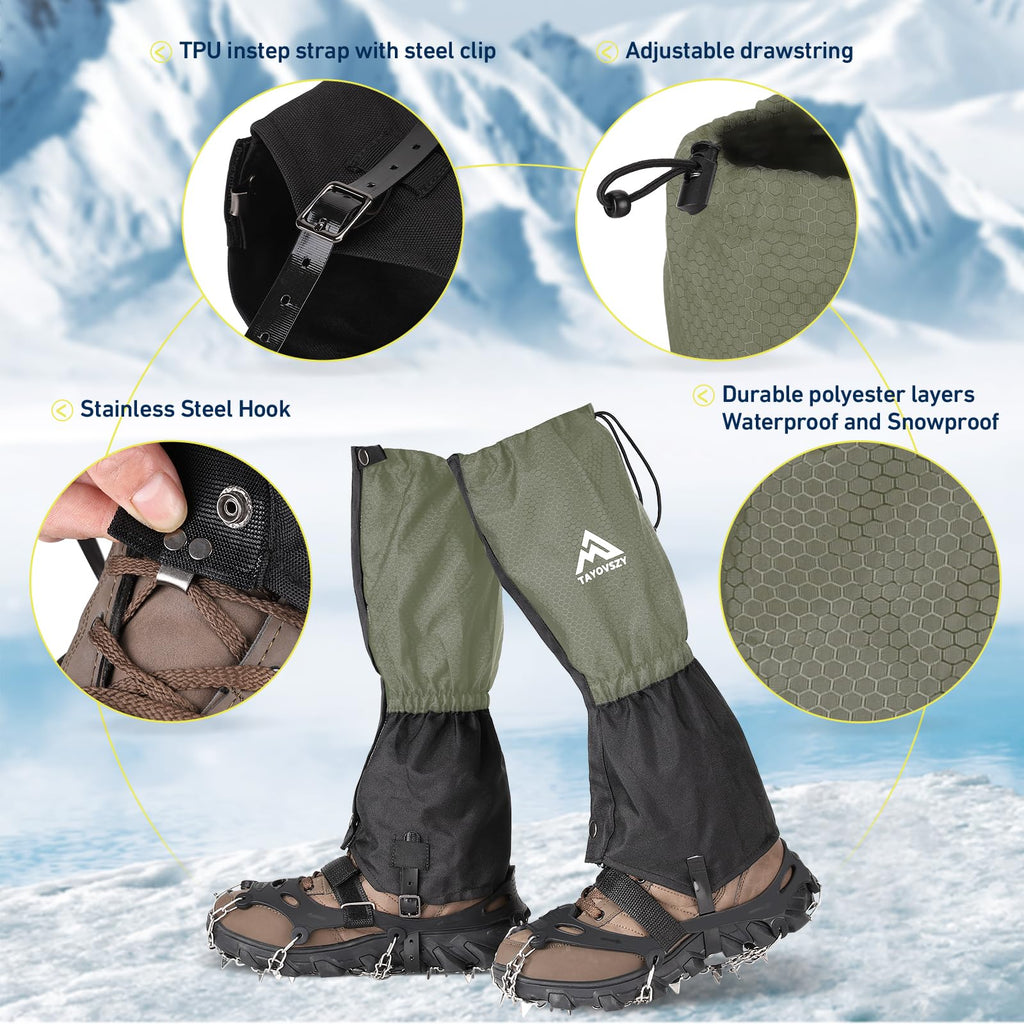 Gaiters For Hiking - Waterproof And Breathable Leg Gaiters For Women And Men Boots, Adjustable Lightweight Shoes Gaiters For Hun