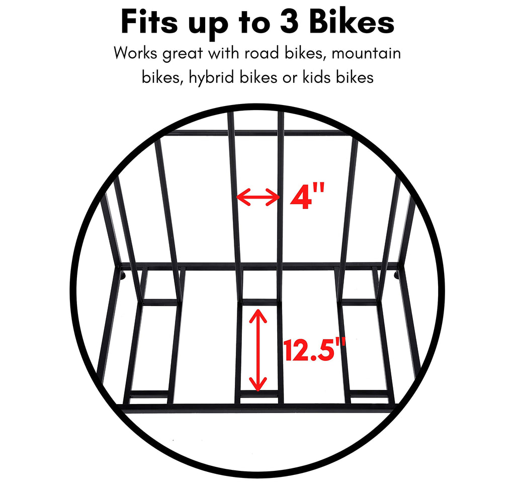 Birdrock Home Garage Bike Storage & Stand | Holds 3 Bicycles | Garage Organizer & Sports Storage Station | Black