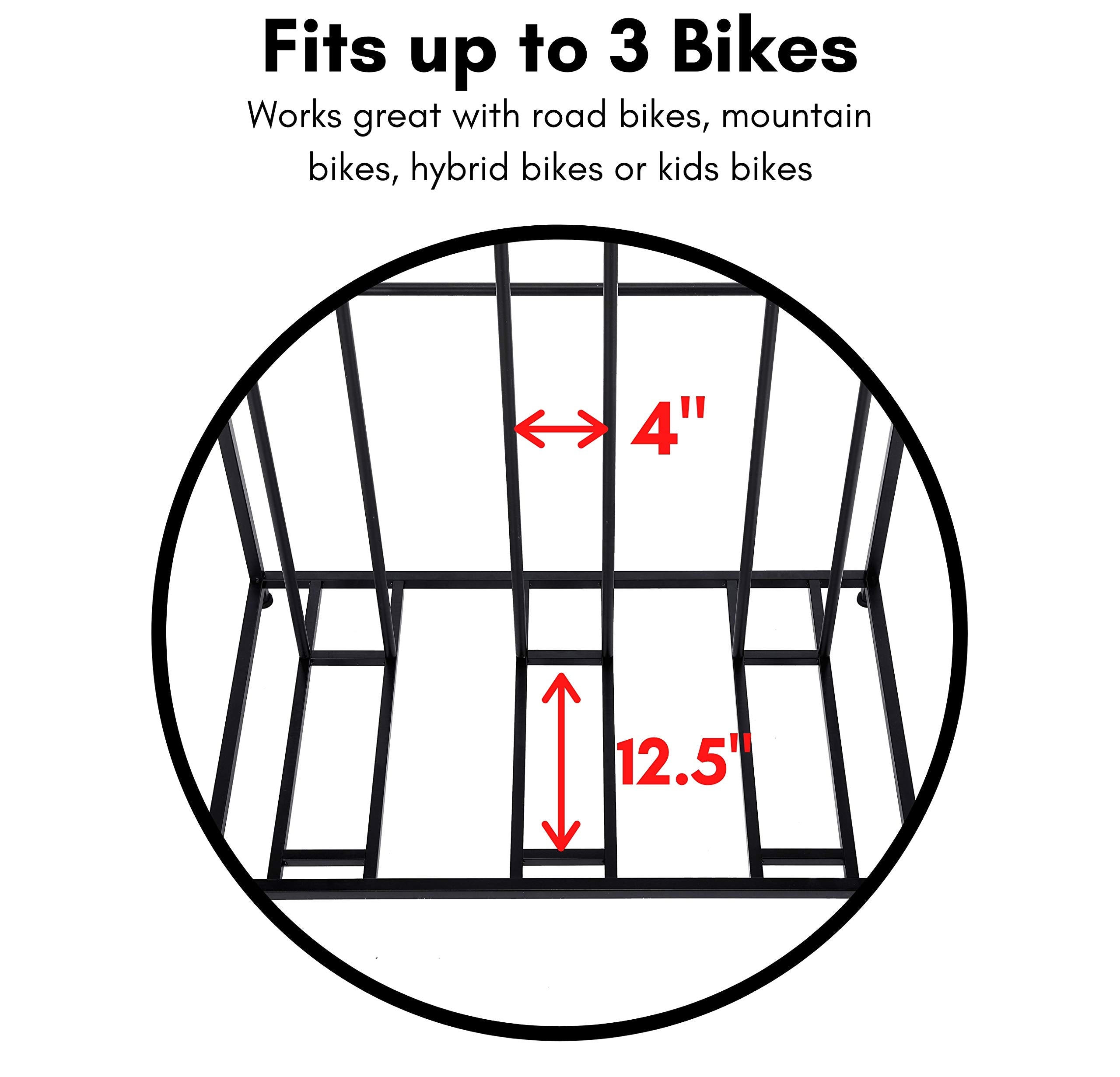 Birdrock Home Garage Bike Storage & Stand | Holds 3 Bicycles | Garage Organizer & Sports Storage Station | Black