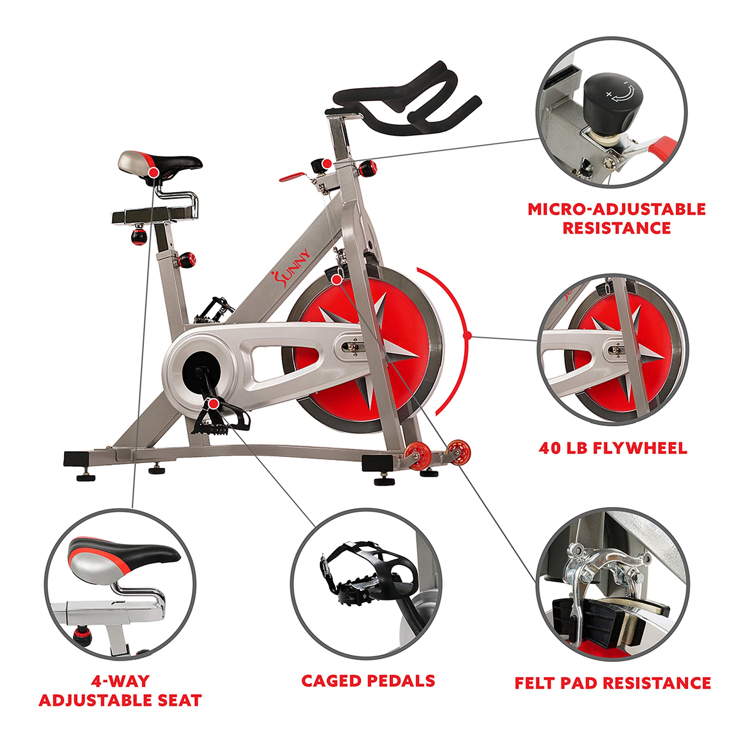 Sunny Health & Fitness Sf-B901 Pro Indoor Cycling Exercise Bike