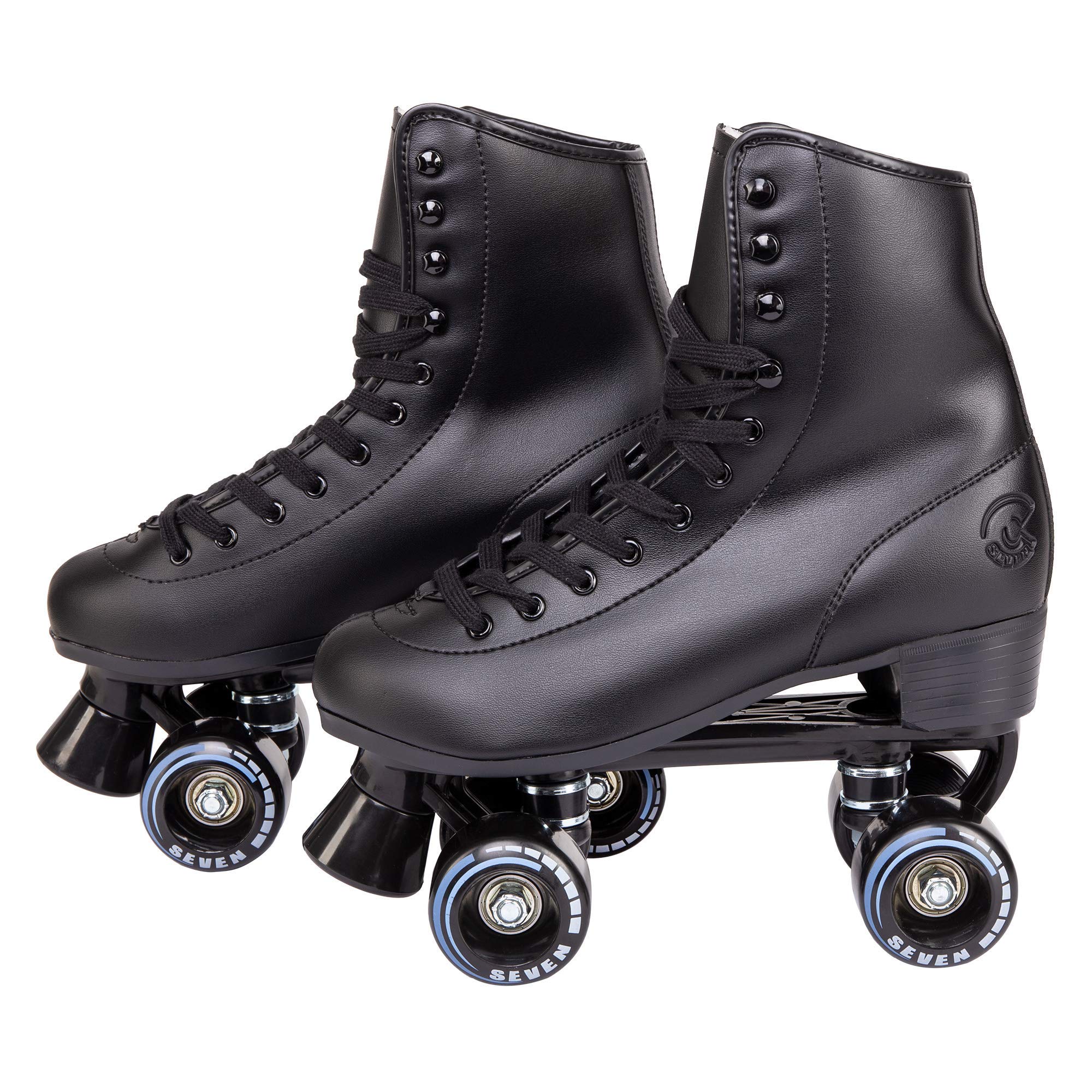C SEVEN C7skates Quad Roller Skates | Retro Design (Black, Women's 5 / Youth 4)