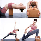 Volcano Cork Yoga Block&Yoga Strap-Natural Cork From Europe, 9''X6''X4'' Yoga Blocks Non-Slip&Anti-Tilt For Women| Men, Lightwei