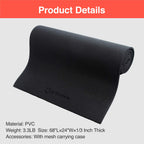 Primasole Yoga Mat With Carry Strap For Yoga Pilates Fitness And Floor Workout At Home And Gym 1/3 Thick (Black Color) Pss91Nh04