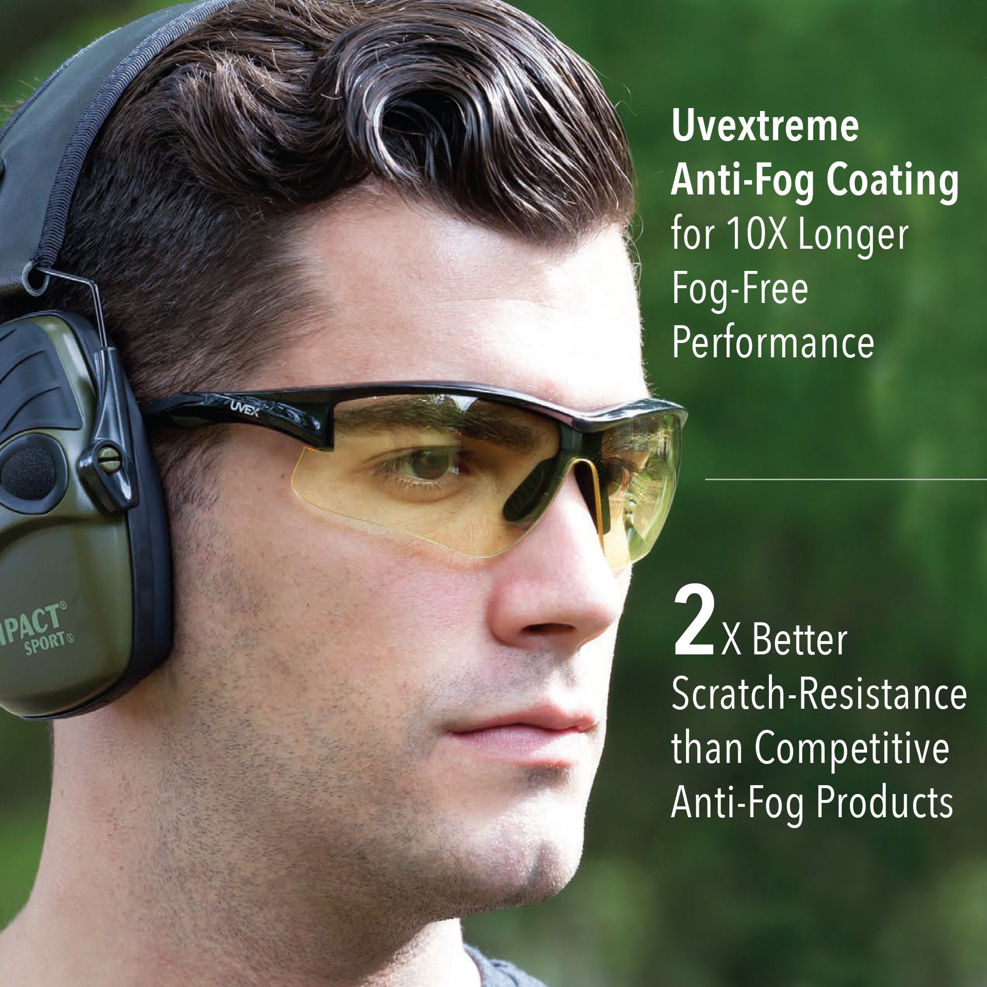 Howard Leight By Honeywell Uvex Acadia Low-Light Shooting Glasses With Uvextreme Plus Anti-Fog Lens Coating, Amber Lens (R-02215
