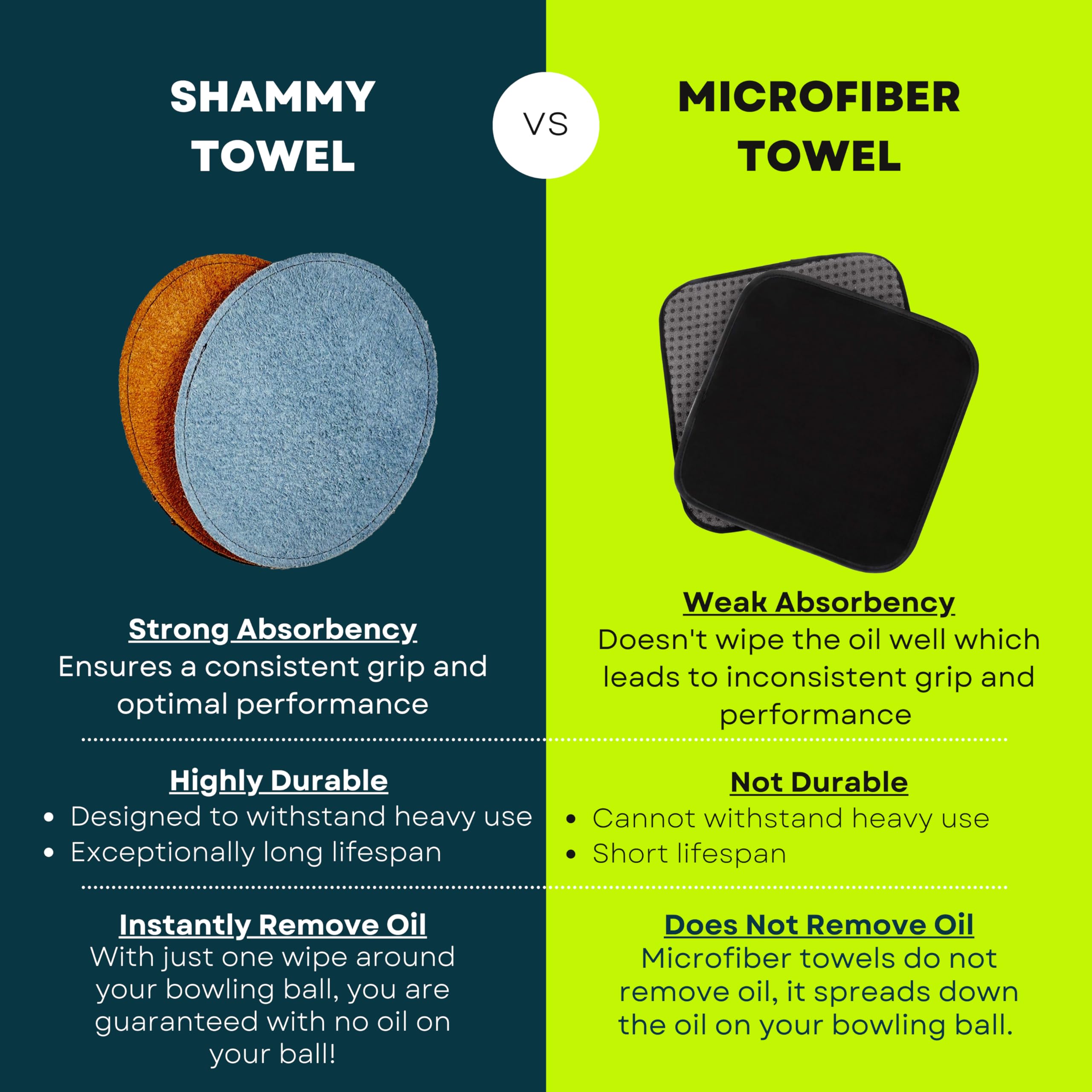 Strikeclub Bowling Ball Shammy Towel  Oval Shape Dual Sides Leather Bowling Towel  Easy Wipe Off Dirt & Oil To Boost Precision
