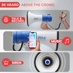 Pyle Megaphone Pa Bullhorn Speaker - Built-In Siren 50 Watts Rechargeable Battery- 10 Sec Record Function For Football Baseball