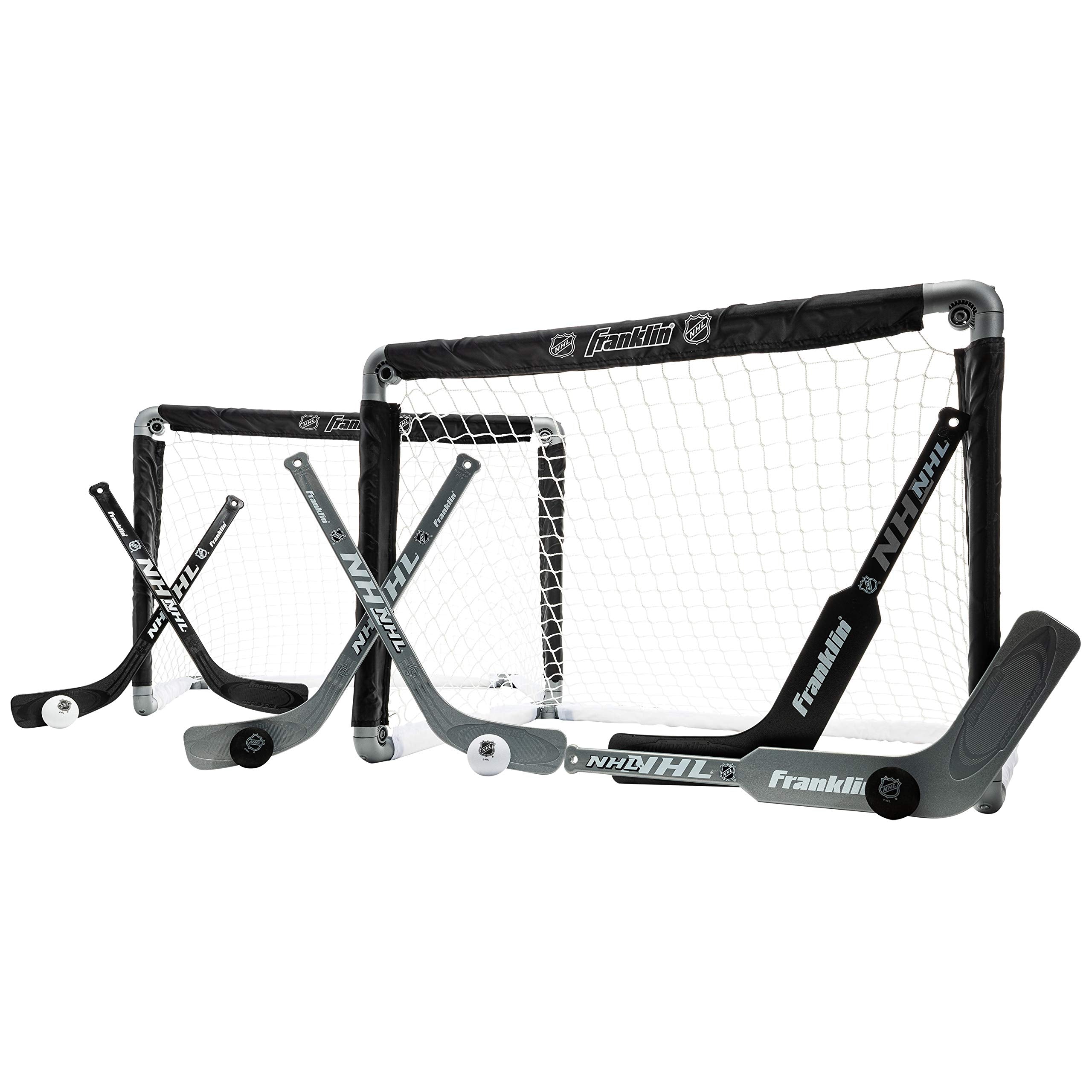 Nhl Mini Hockey Goal Set Of 2 - Black - Includes Mini Hockey Goals, 4 Hockey Sticks, 2 Goalie Sticks, And 4 Foam Hockey Balls