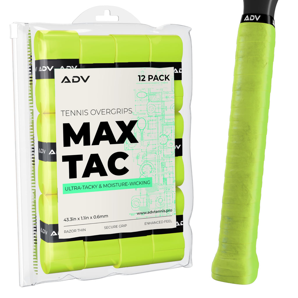 Adv Maxtac Tacky Tennis Racket Grip Tape - Extremely Sticky Tennis Overgrips - Non-Slip, Razor-Thin & Easy To Use Pro Volt Yello