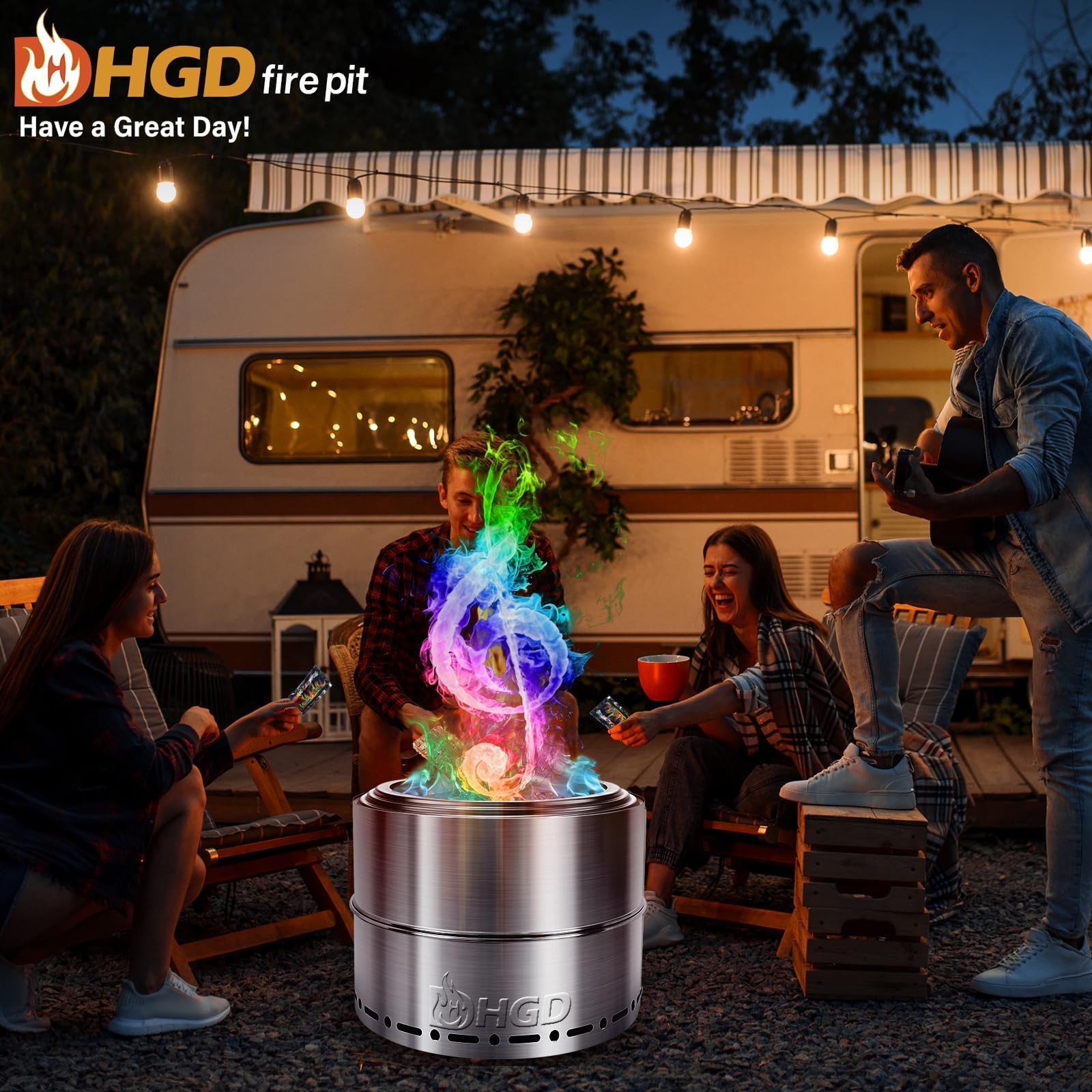 Hgd (50 Pack) Fire Color Changing Packets For Fire Pit, Indoor/Outdoor Fireplace, Campfires, Bonfires - Mystical Rainbow Magic F